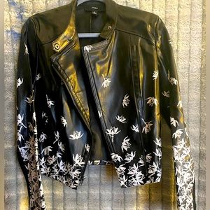 YYIGAL Moto Jacket Leafy Print Women Small